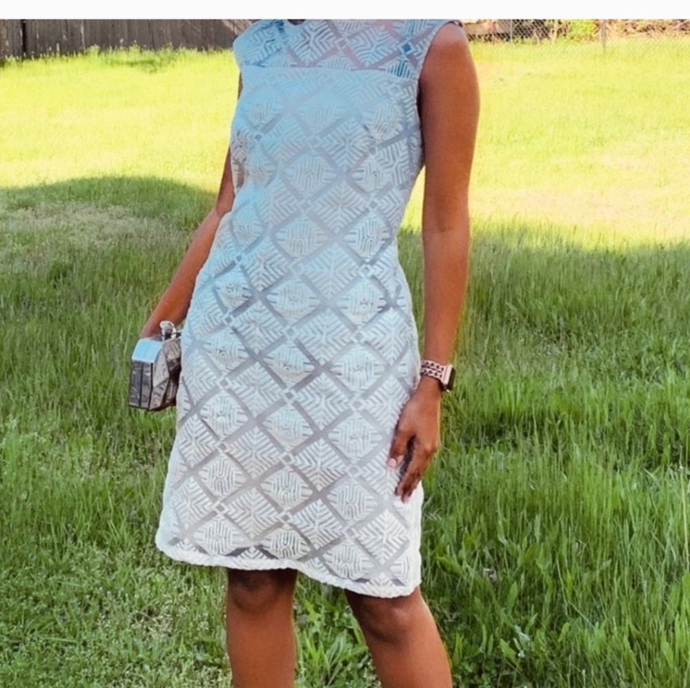 Adrianna Papell Lightweight Cream Embroidered Dress With Beige Lining Size 4